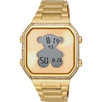 Digital Watch with gold-colored IPG steel bracelet and zirconias D-BEAR