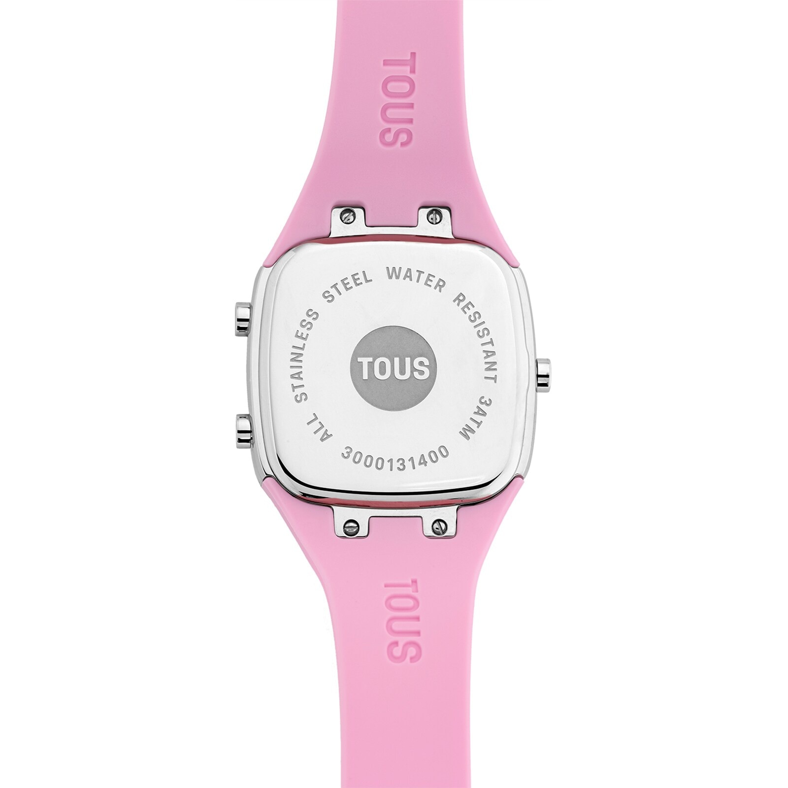 Digital Watch with pink silicone strap and steel case TOUS B-Time