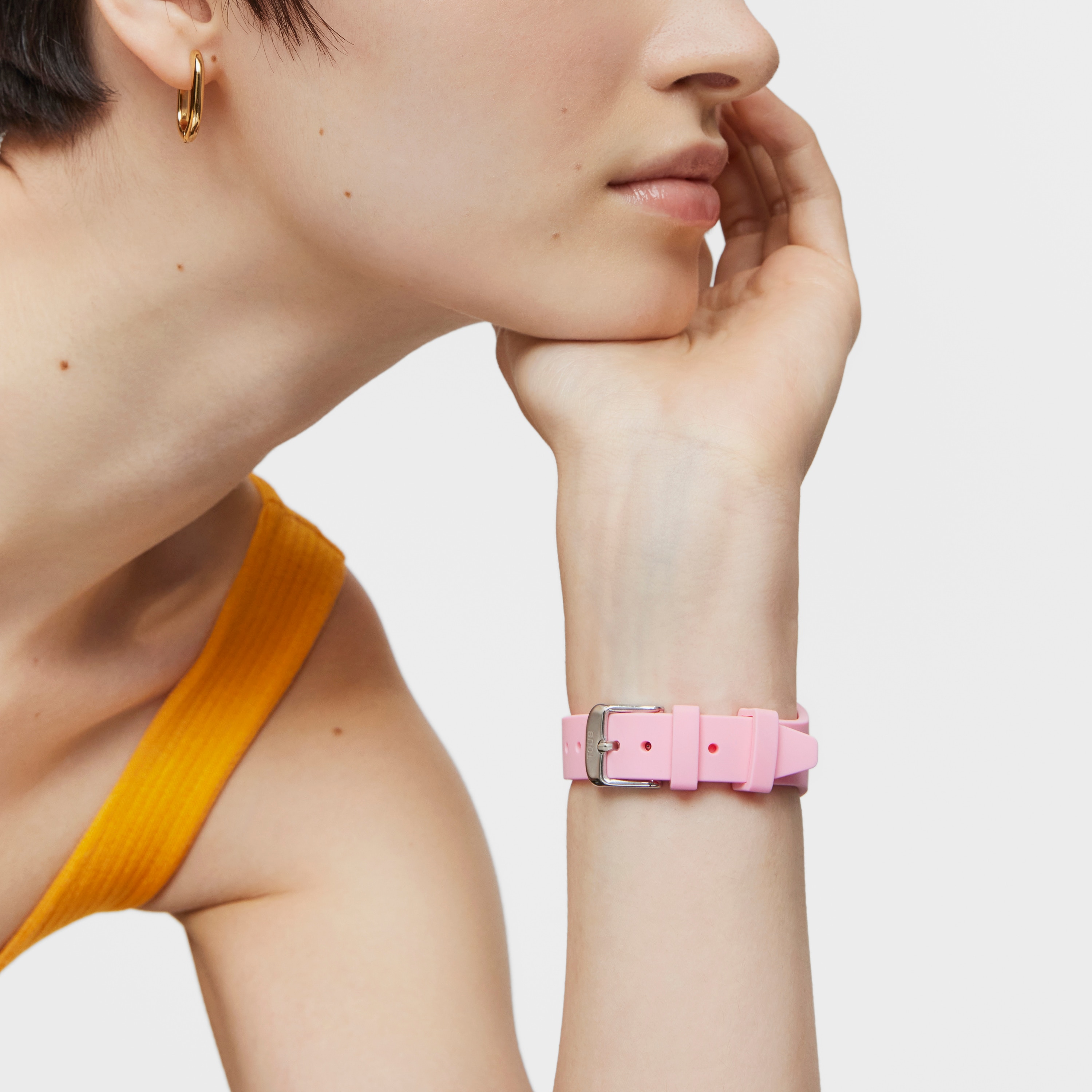 Digital Watch with pink silicone strap and steel case TOUS B-Time