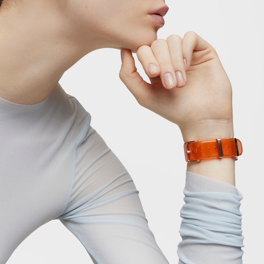 Salmon-colored polycarbonate and rose-colored IPRG steel digital Watch D-BEAR Fresh