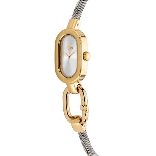 Analog Watch with steel bracelet and gold-colored IPG case TOUS Hold Oval