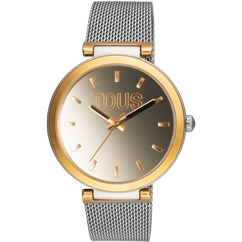 Analog Watch with steel bracelet and aluminum case in gold-colored IPG TOUS S-Mesh Mirror