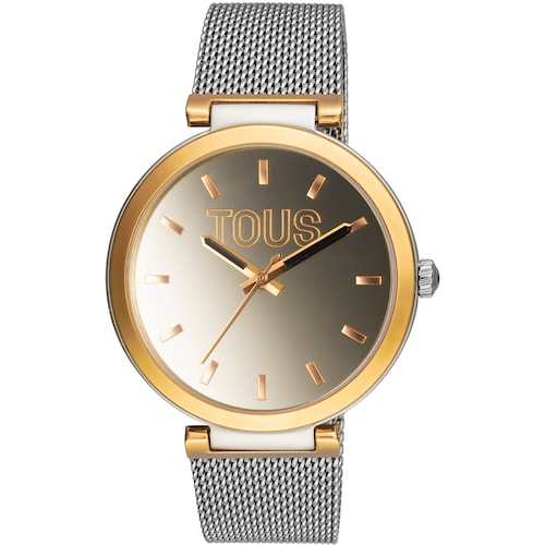 Analog Watch with steel bracelet and aluminum case in gold-colored IPG TOUS S-Mesh Mirror