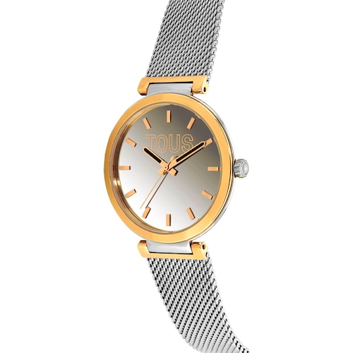 Analog Watch with steel bracelet and aluminum case in gold-colored IPG TOUS S-Mesh Mirror