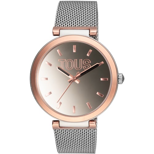 Analog Watch with steel bracelet and aluminum case in rose-colored IPRG TOUS S-Mesh Mirror