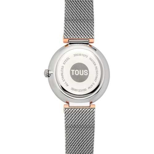 Analog Watch with steel bracelet and aluminum case in rose-colored IPRG TOUS S-Mesh Mirror