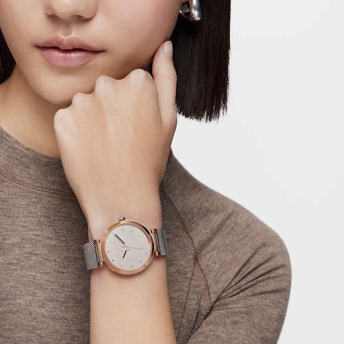 Analog Watch with steel bracelet and aluminum case in rose-colored IPRG TOUS S-Mesh Mirror