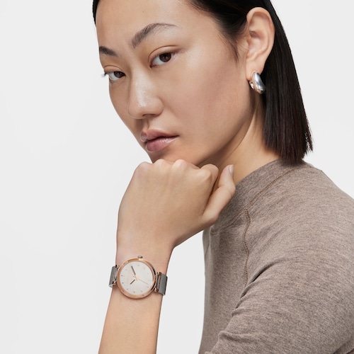 Analog Watch with steel bracelet and aluminum case in rose-colored IPRG TOUS S-Mesh Mirror