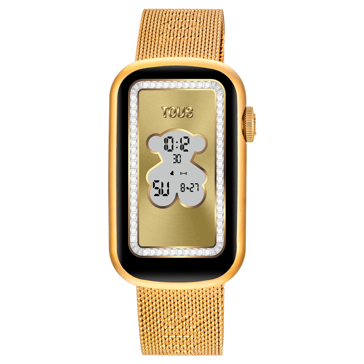 Smartwatch with gold-colored IPG steel bracelet and gold-colored IPG aluminum case TOUS T-Band Mesh