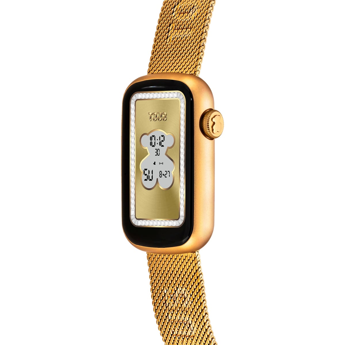 Smartwatch with gold-colored IPG steel bracelet and gold-colored IPG aluminum case TOUS T-Band Mesh
