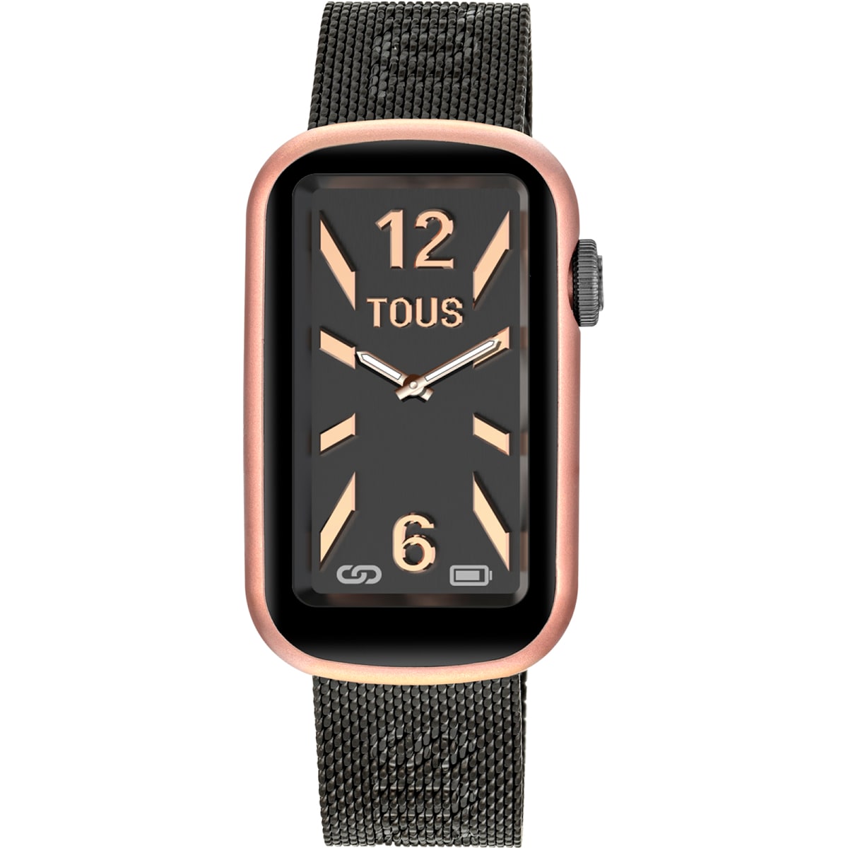 Smartwatch with gray IP steel bracelet and aluminum case in rose-colored IPRG TOUS T-Band Mesh