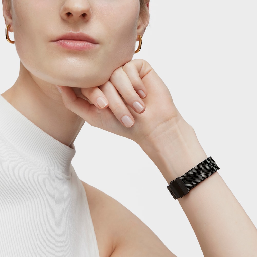 Montre connect&eacute;e avec bracelet en acier IP gris et bo&icirc;tier en aluminium couleur IPRG ros&eacute; TOUS T-Band Mesh