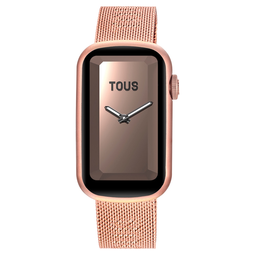 TOUS T-Band Mesh smartwatch with rose-colored IPRG steel bracelet and aluminum case in rose-colored IPRG