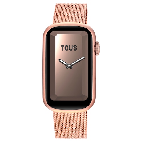 TOUS T-Band Mesh smartwatch with rose-colored IPRG steel bracelet and aluminum case in rose-colored IPRG