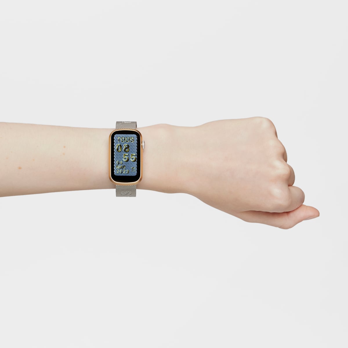 Smartwatch with steel bracelet and aluminum case in gold-colored IPG TOUS TOUS T-Band Mesh
