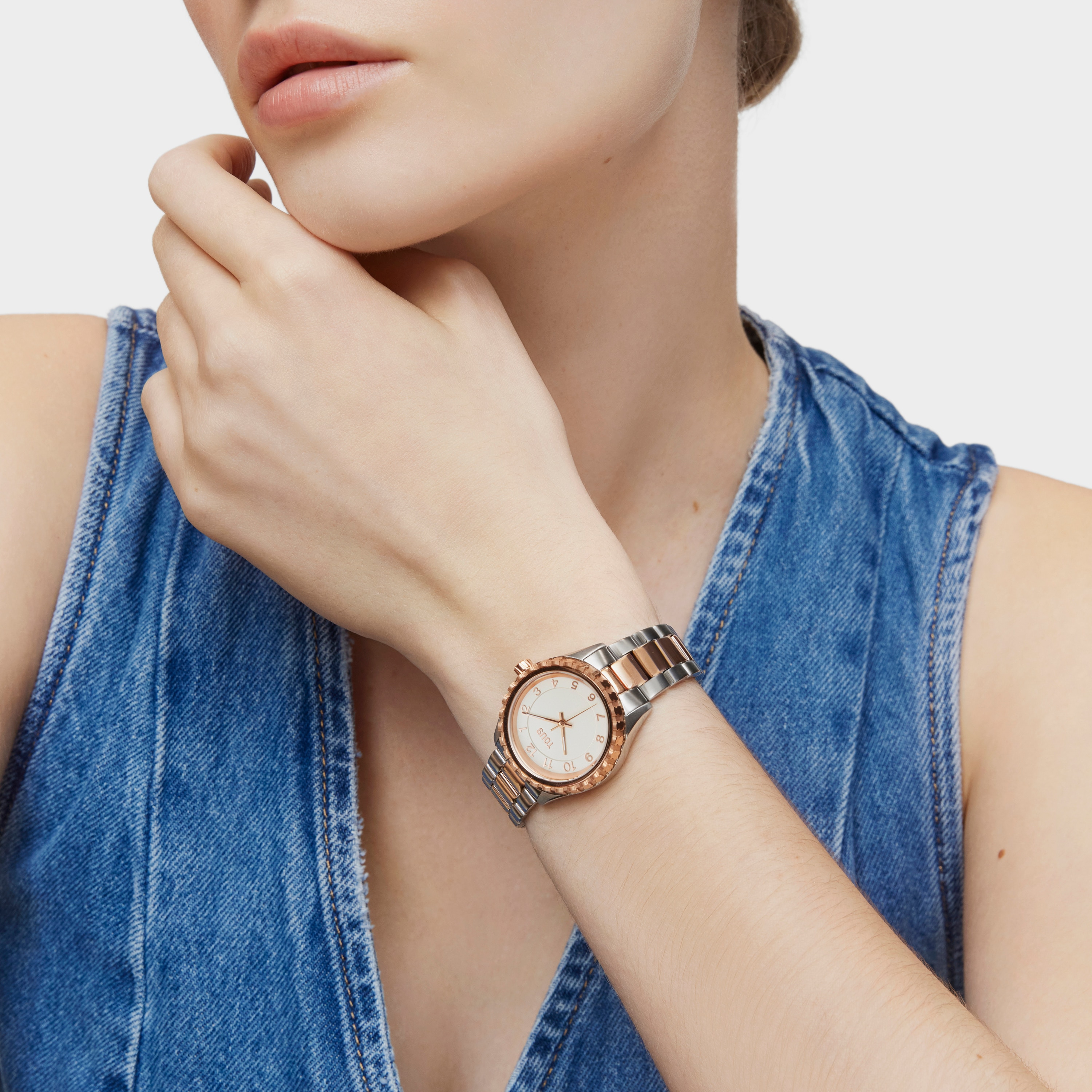 Analog Watch with steel and rose-colored IPRG steel bracelet TOUS T-Bear Kdt