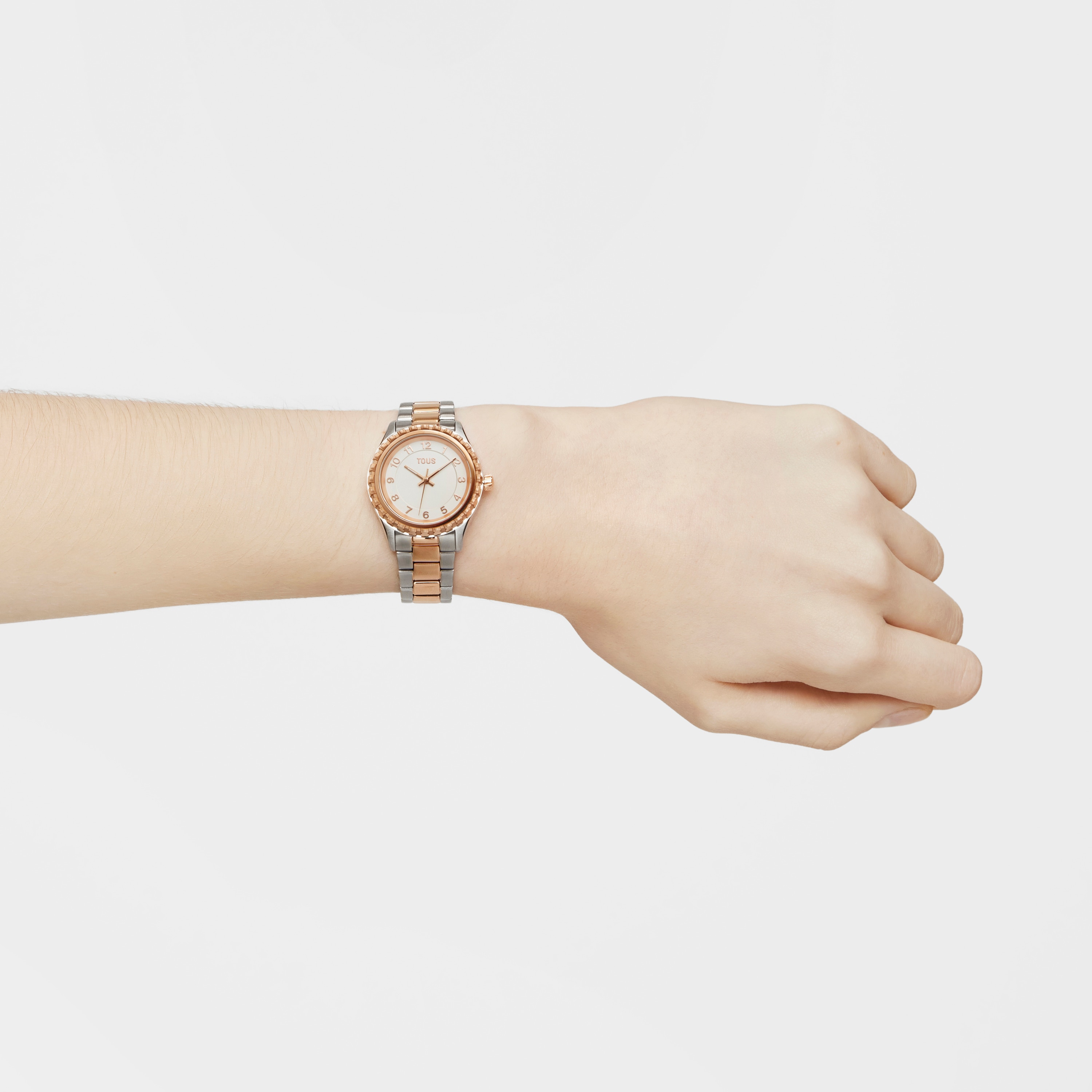 Analog Watch with steel and rose-colored IPRG steel bracelet TOUS T-Bear Kdt