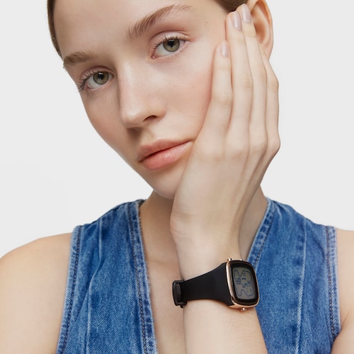 Digital Watch with black silicone strap and rose-colored IPRG steel case TOUS B-Time