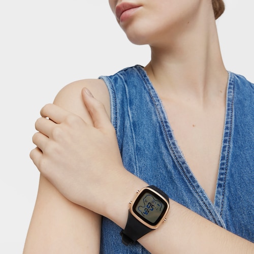 Digital Watch with black silicone strap and rose-colored IPRG steel case TOUS B-Time
