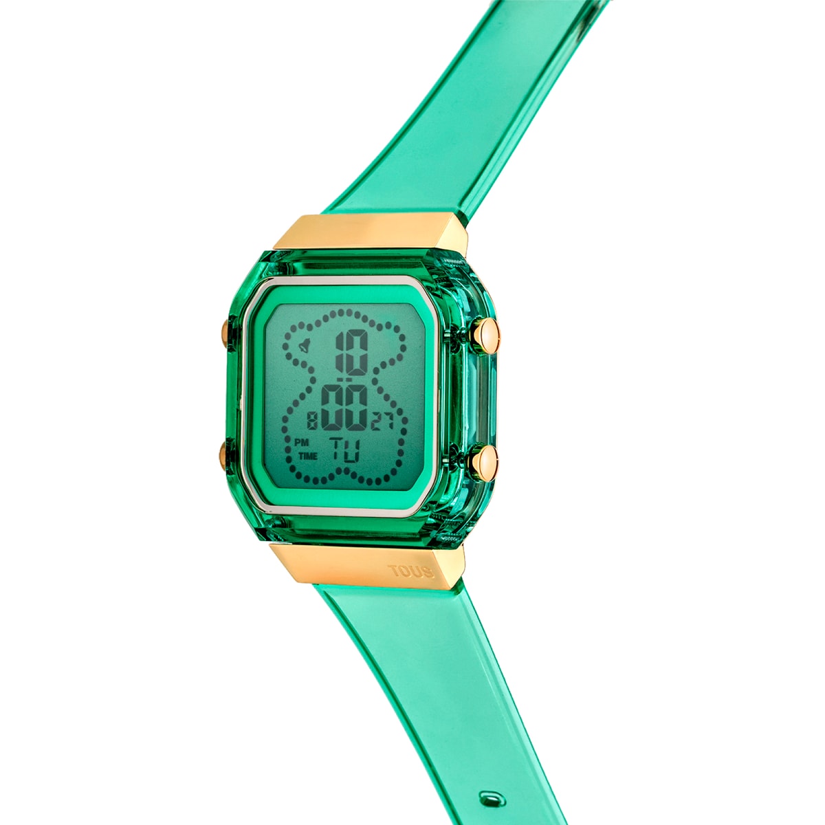Reloj digital de policarbonato menta y acero IPG dorado D-BEAR Fresh