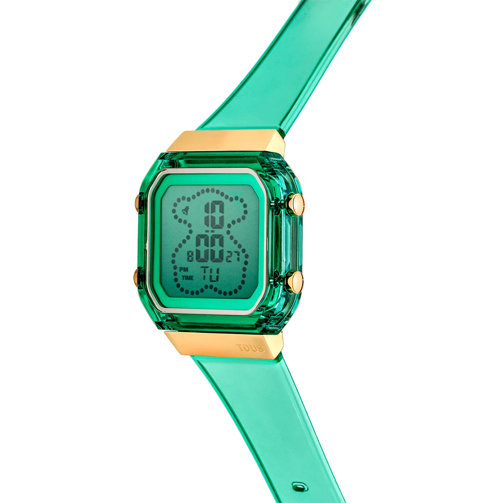 Reloj digital de policarbonato menta y acero IPG dorado D-BEAR Fresh