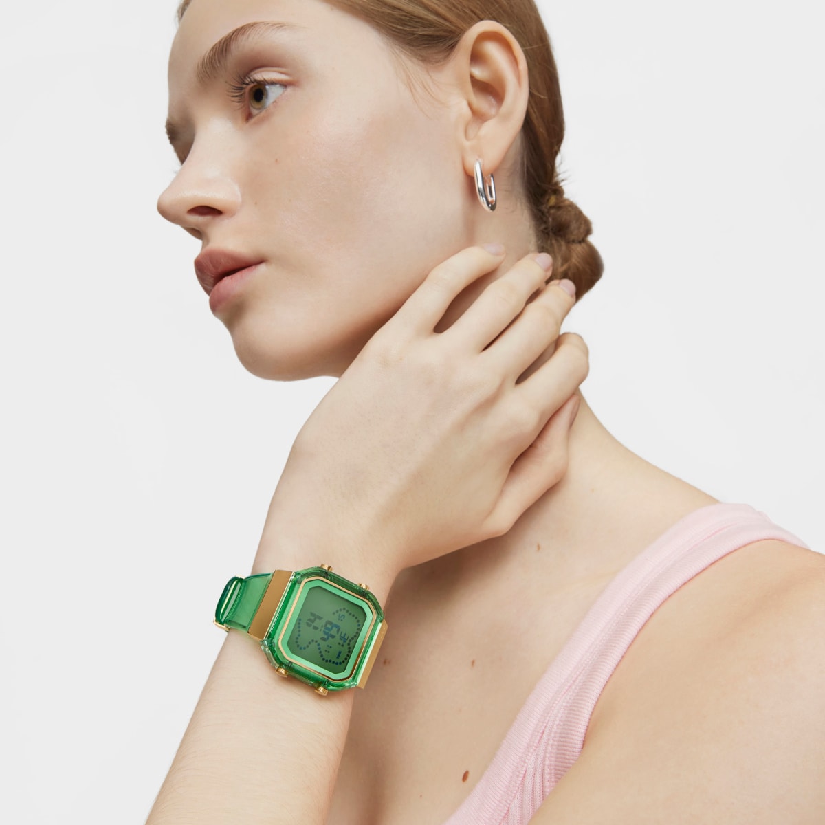 Reloj digital de policarbonato menta y acero IPG dorado D-BEAR Fresh