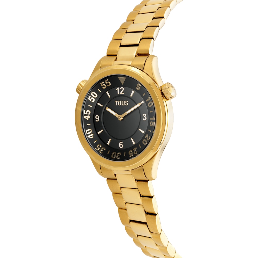 Analog watch with gold-colored IPG steel bracelet and face TOUS Now