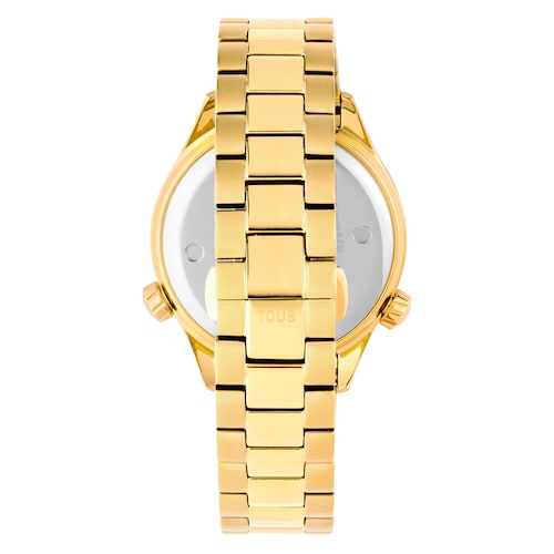 Reloj analógico con brazalete de acero IPG dorado y esfera negra TOUS Now