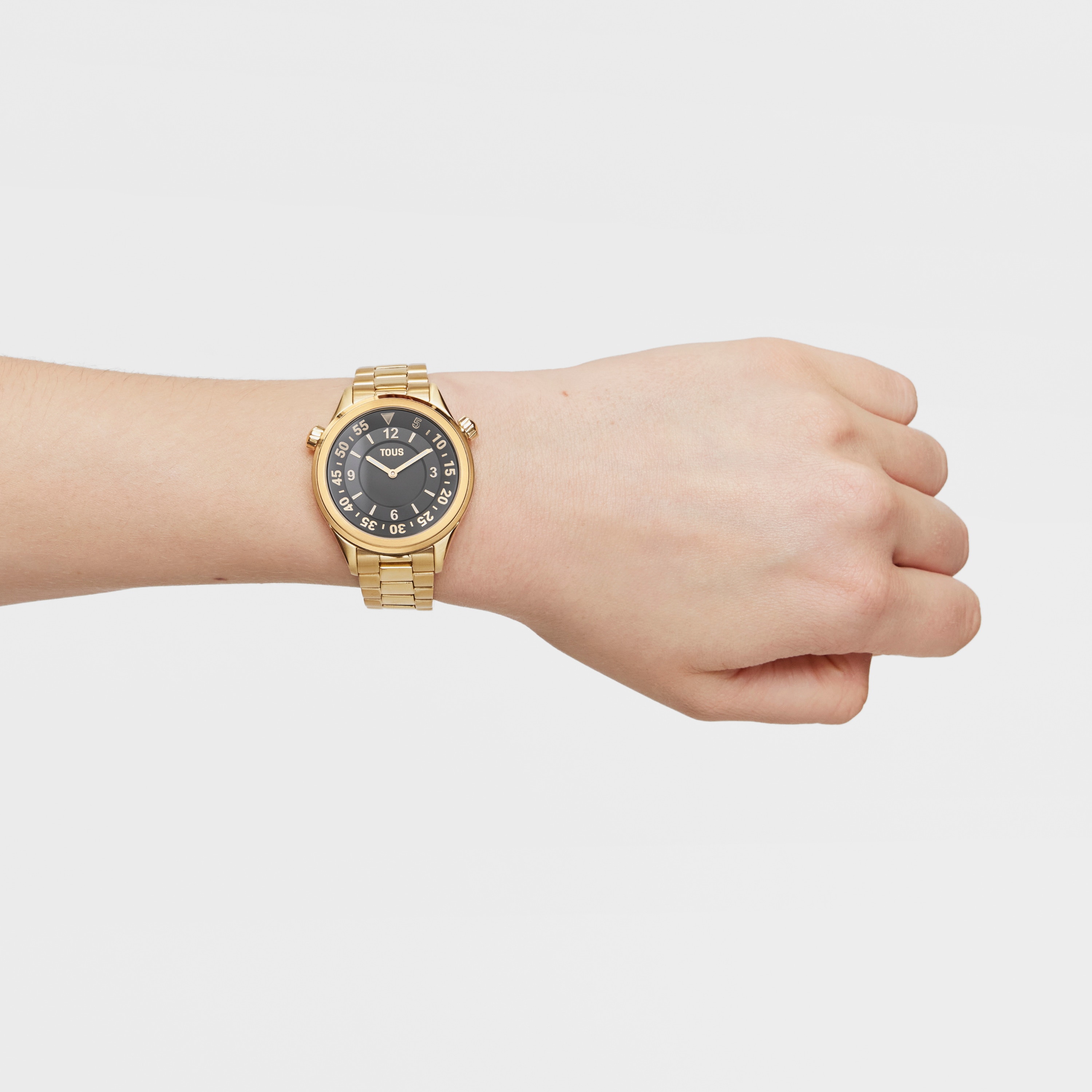 Analog watch with gold-colored IPG steel bracelet and face TOUS Now