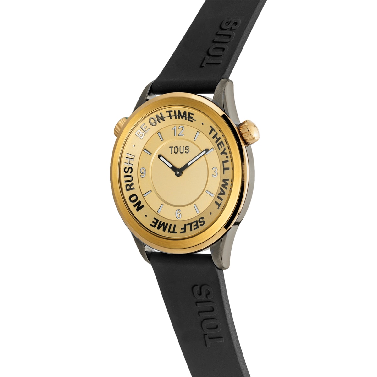 Analog Watch with black silicone strap and gold-colored IP steel case TOUS Now