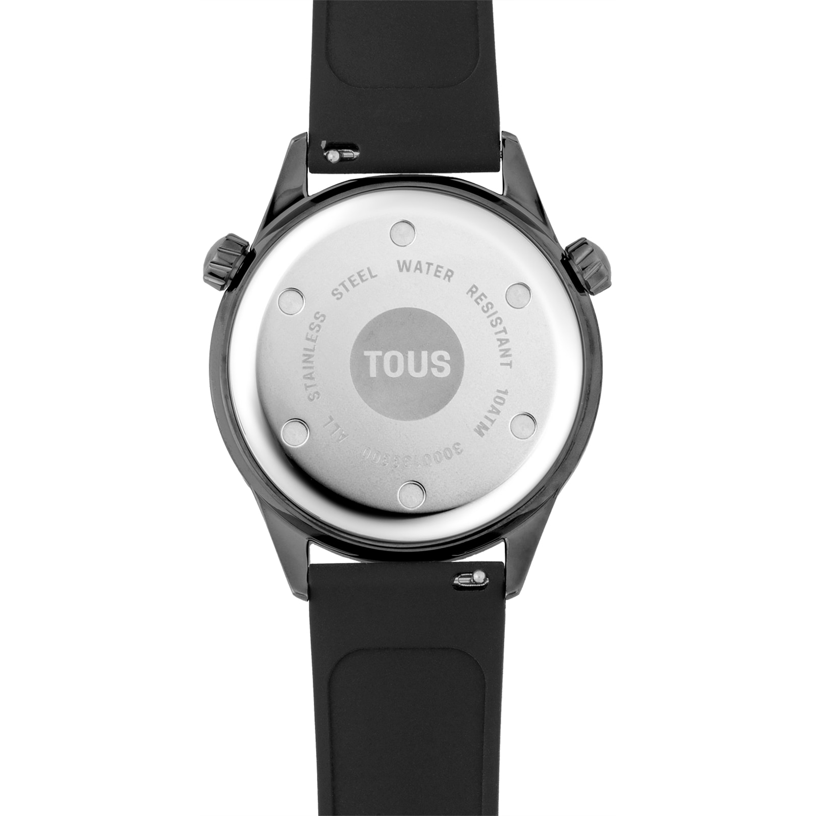 Reloj analógico con correa de silicona negra y caja de acero IPG dorado TOUS Now