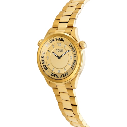 Analog Watch with gold-colored IPG steel bracelet and gold-colored face TOUS Now