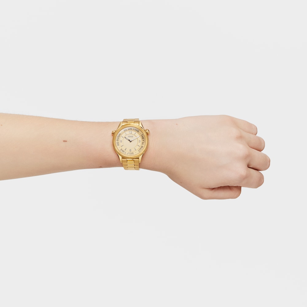 Analoguhr TOUS Now mit Armband aus goldfarbenem IPG-Stahl und goldfarbenem Zifferblatt