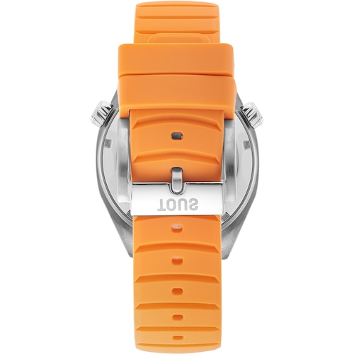 Reloj gmt automático con correa de silicona color salmón, caja de acero y esfera de nácar TOUS Now