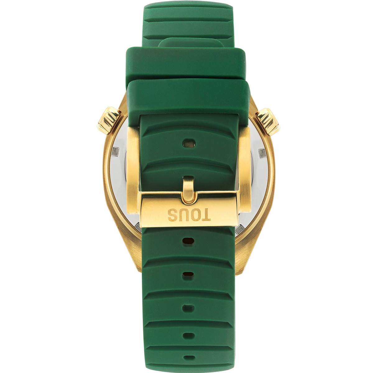 gmt automatic Watch with green silicone strap, gold-colored IPG steel case and mother-of-pearl face TOUS Now