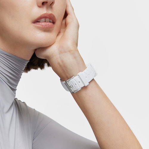 Reloj gmt automático con correa de silicona blanca, caja de acero y esfera de nácar TOUS Now