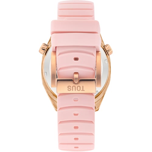 gmt automatic Watch with pink silicone strap, rose-colored IPRG steel case and mother-of-pearl face TOUS Now