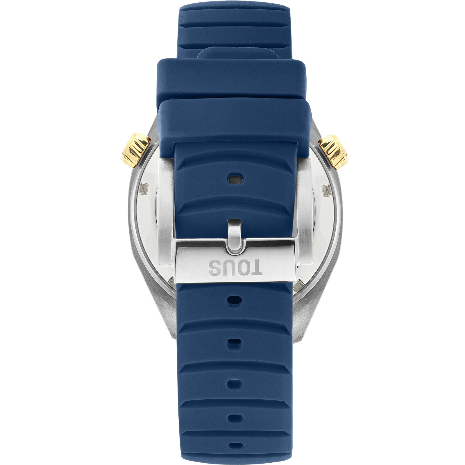 gmt automatic Watch with navy blue silicone strap, gold-colored IPG steel case and mother-of-pearl face TOUS Now