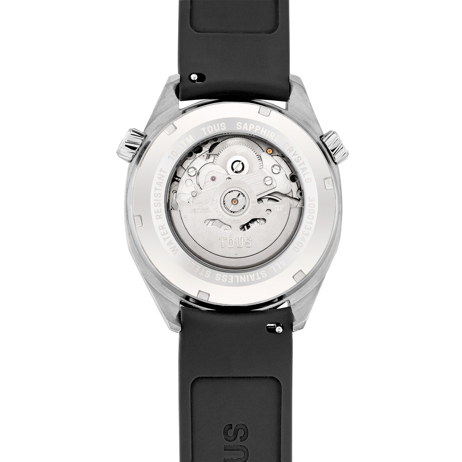 gmt automatic Watch with black silicone strap, steel case and mother-of-pearl face TOUS Now.