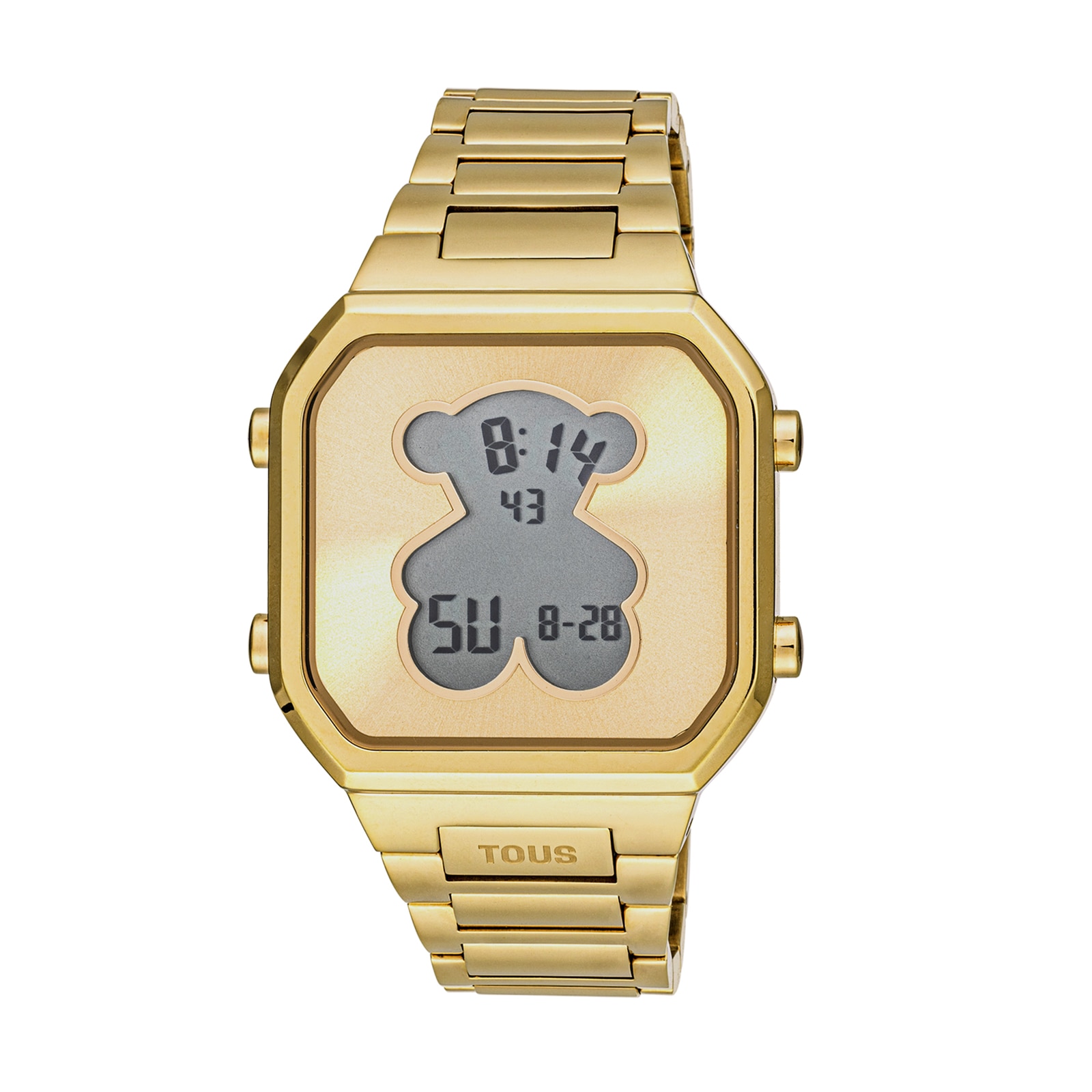 D-BEAR digital watch with gold-colored IPG steel bracelet