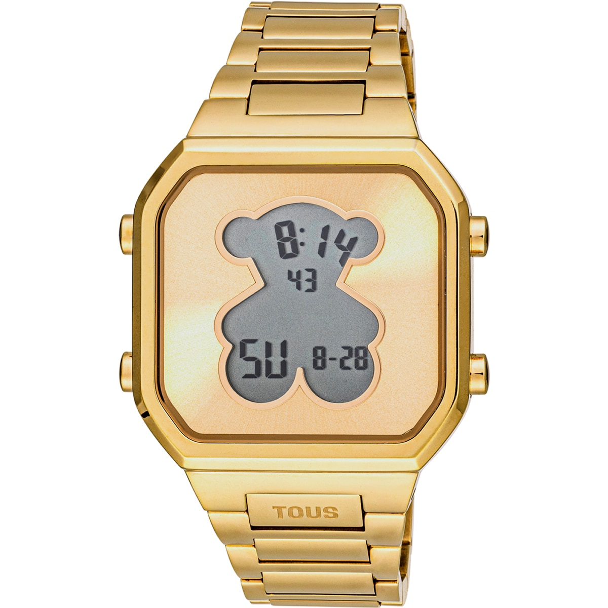 Reloj digital con brazalete de acero IPG dorado D-BEAR