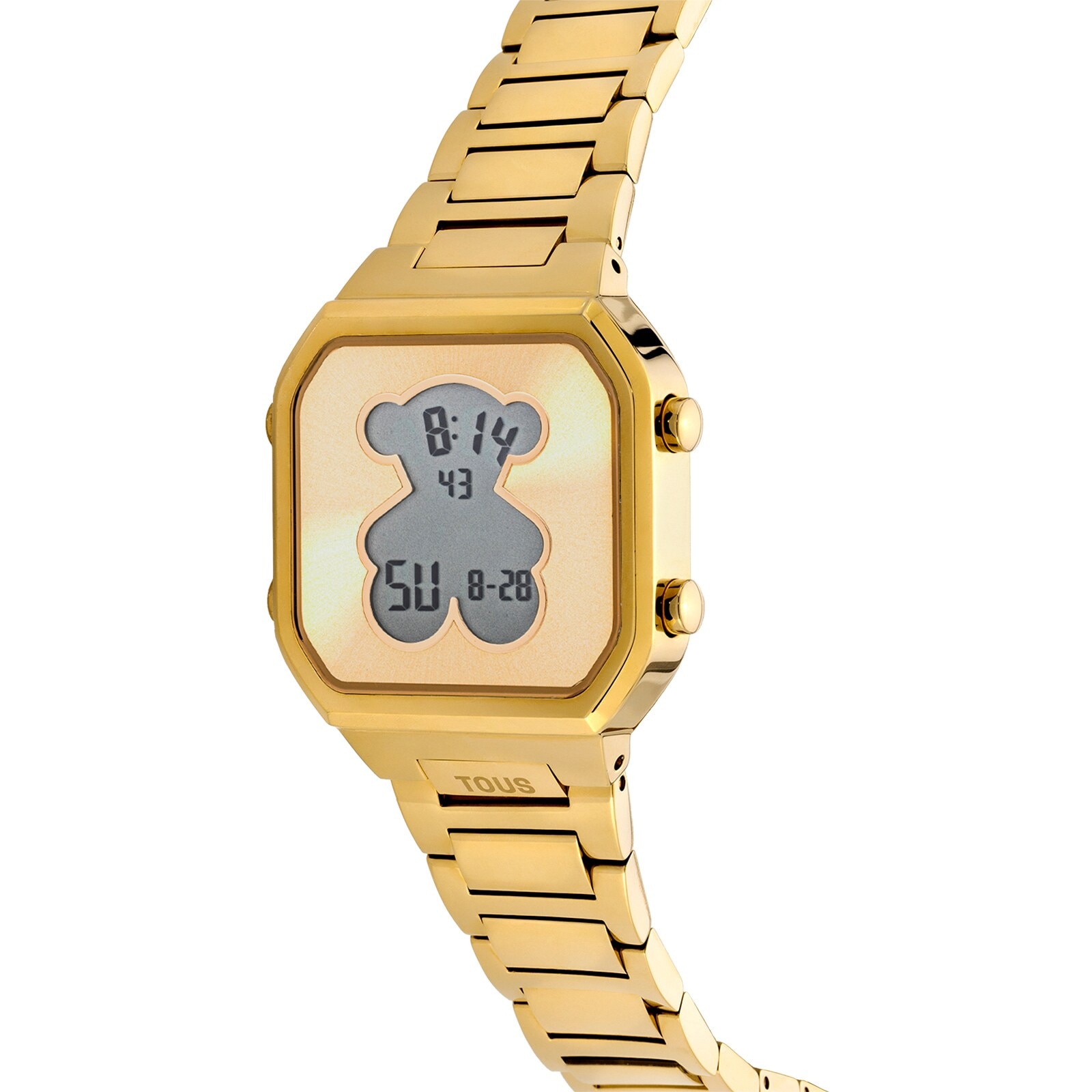 TOUS D-BEAR digital watch with gold-colored IPG steel bracelet