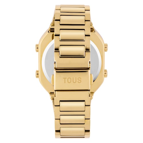 Reloj digital con brazalete de acero IPG dorado D-BEAR