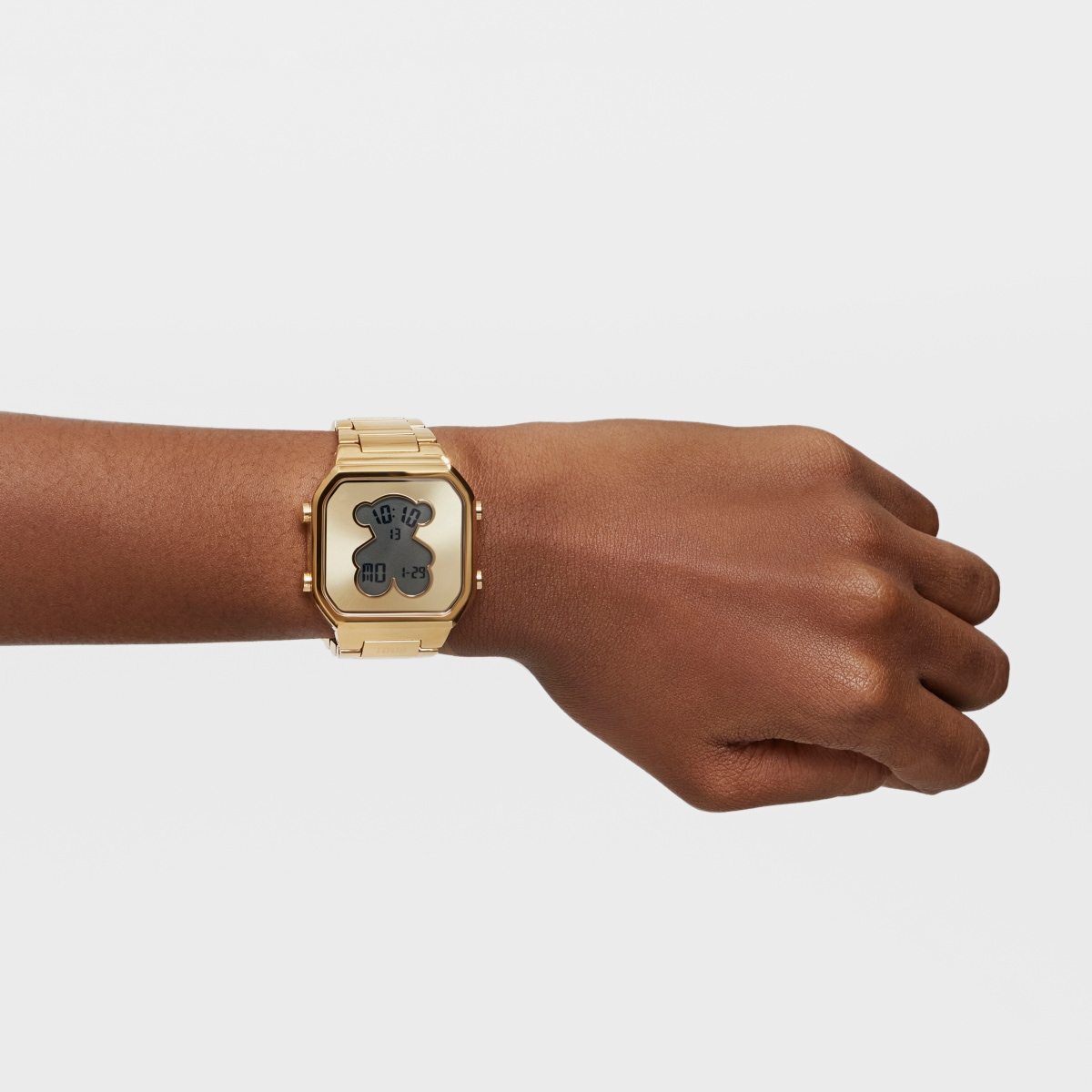 Reloj digital con brazalete de acero IPG dorado D-BEAR