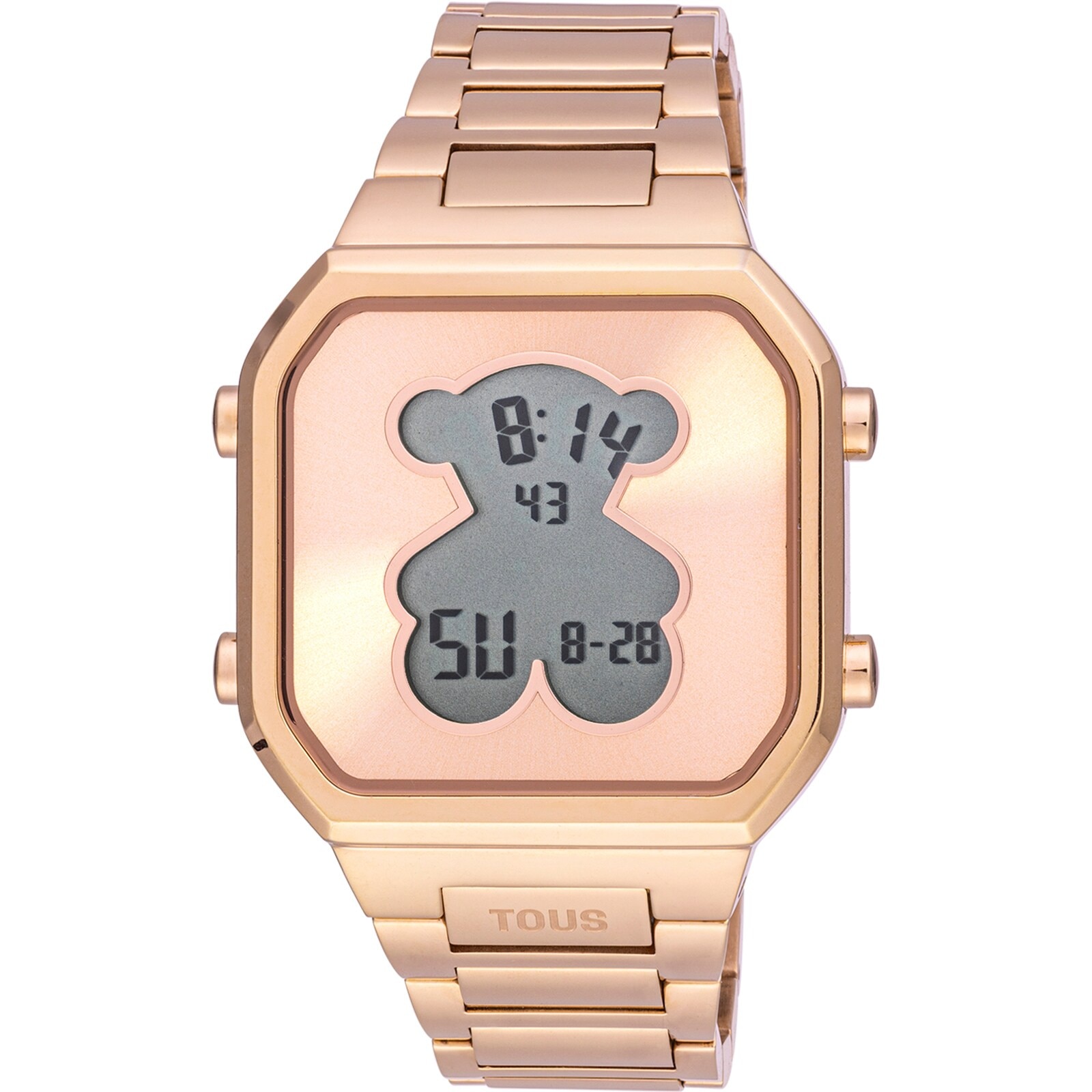 Digital Watch with rose-colored IPRG steel bracelet D-BEAR