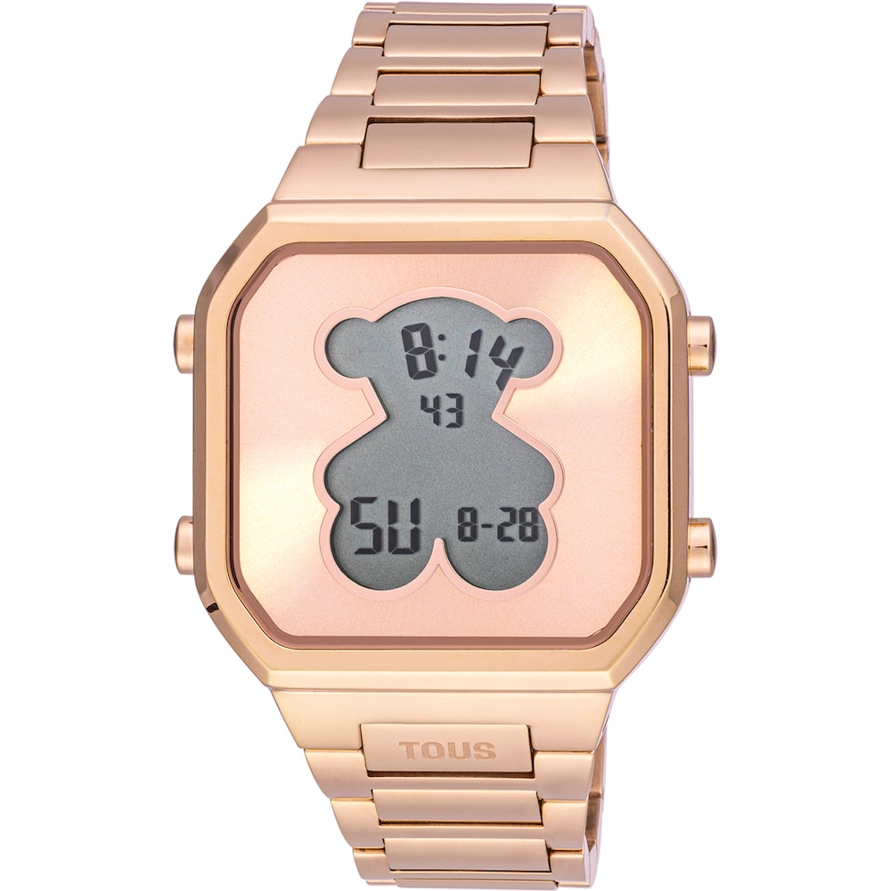 Relógio digital com bracelete em aço IPRG rosa D-BEAR
