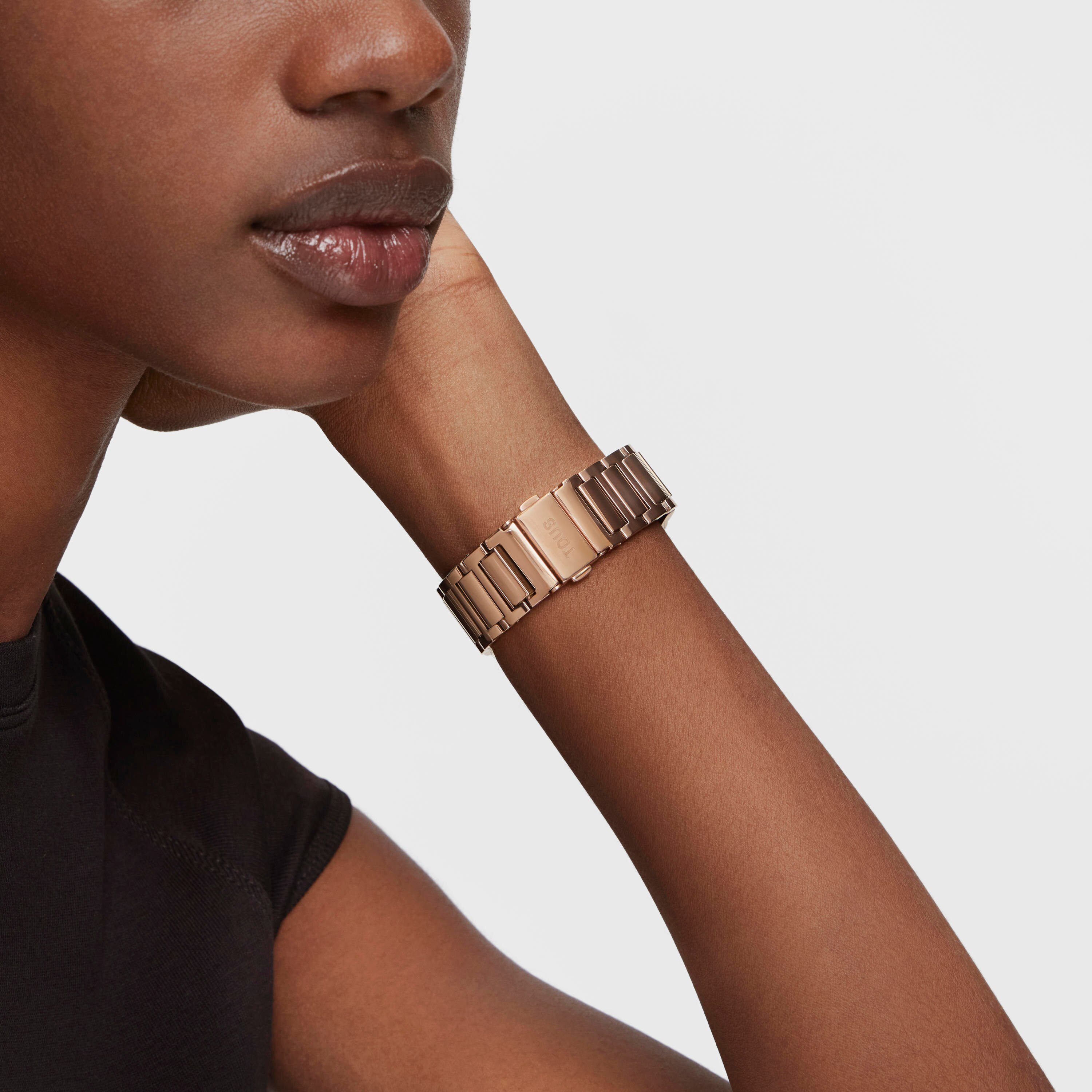 Digital Watch with rose-colored IPRG steel bracelet D-BEAR