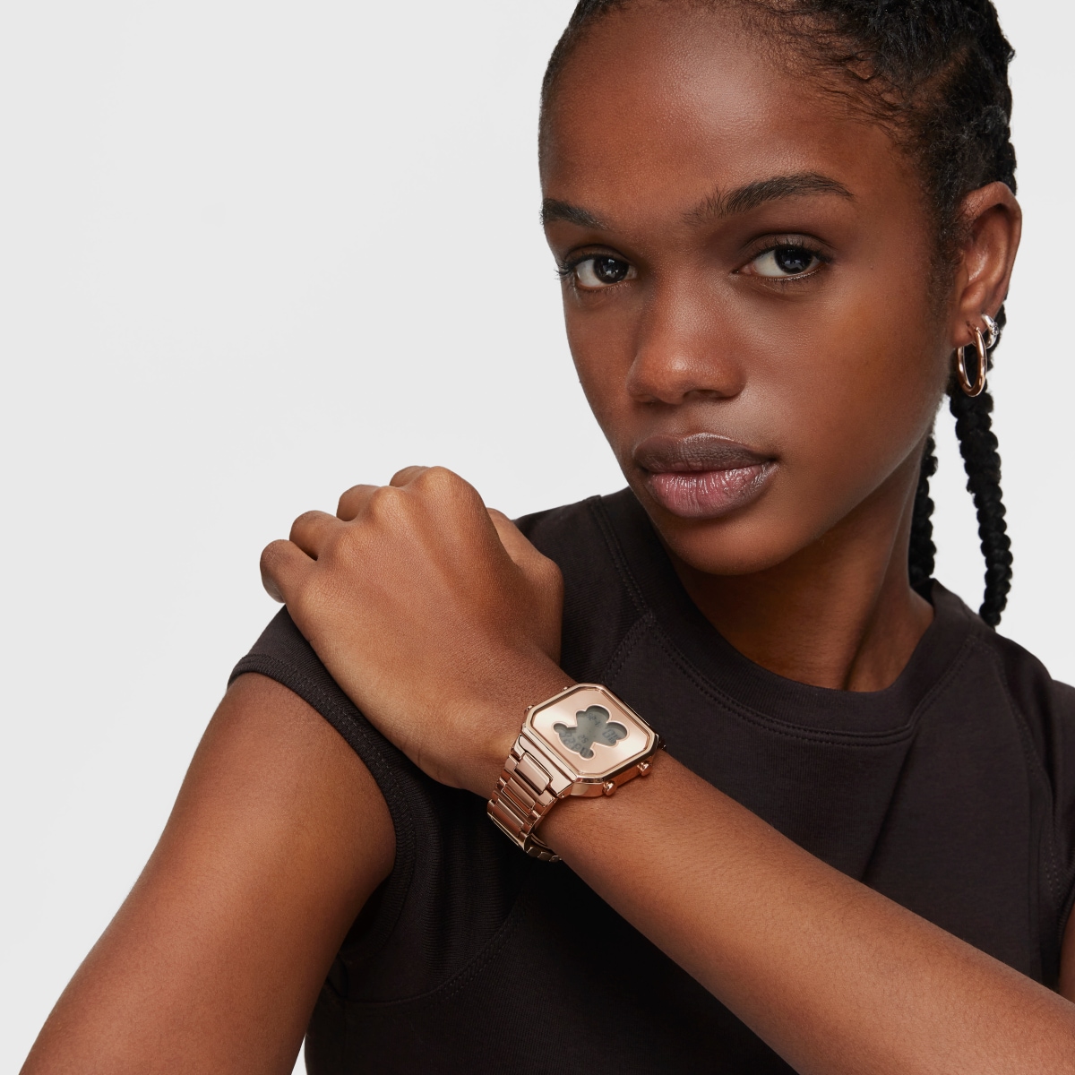 Reloj digital con brazalete de acero IPRG rosa D-BEAR