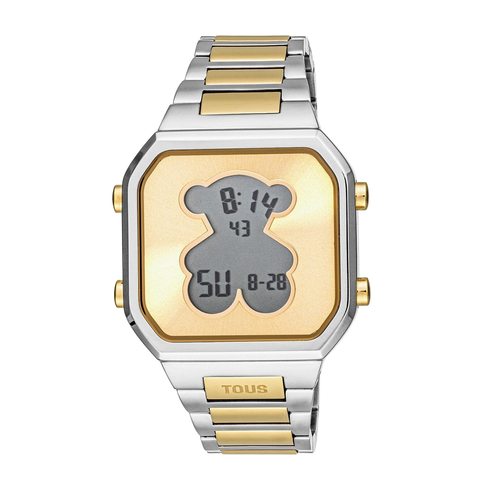 Digital Watch with stainless steel bracelet and gold-colored IPG steel D-BEAR