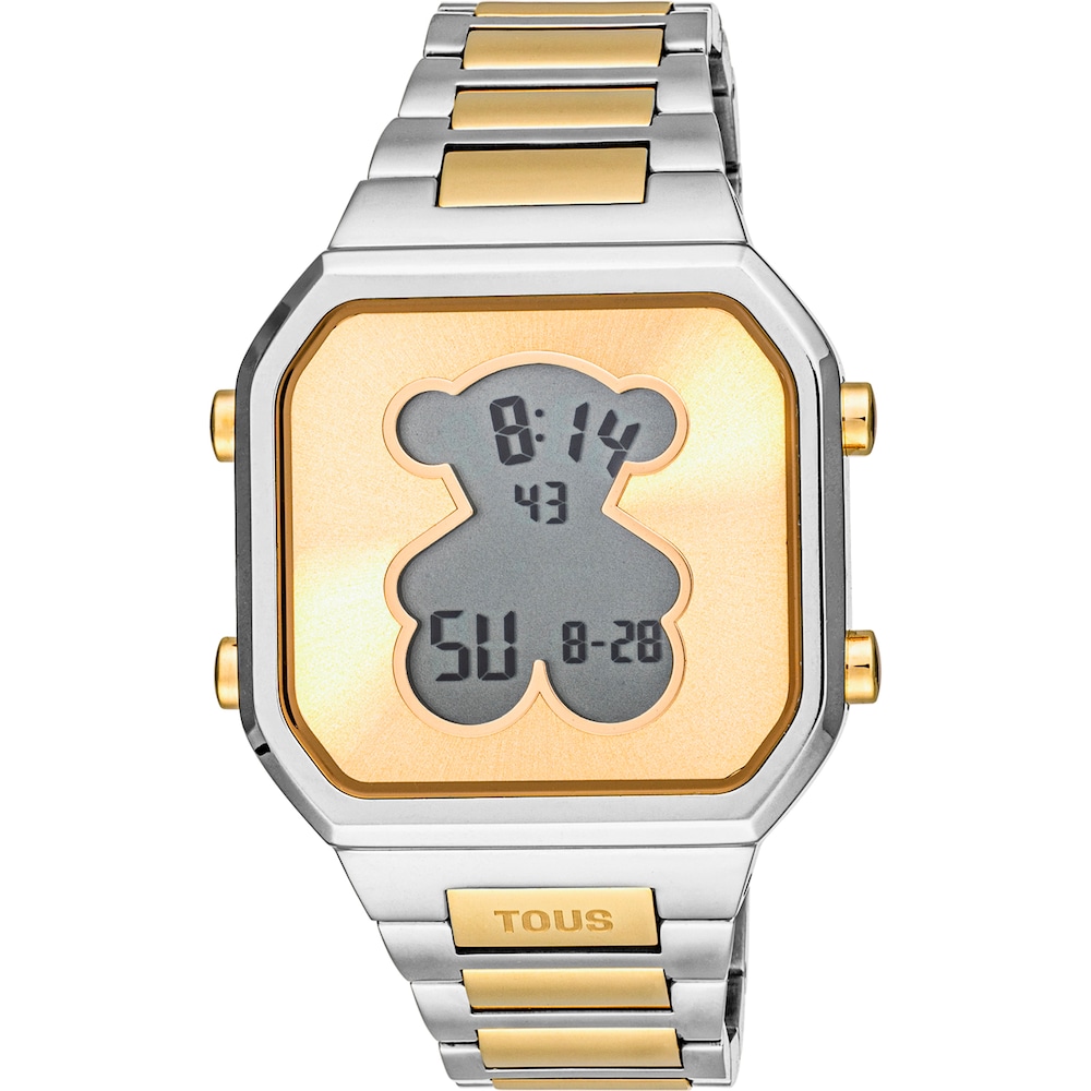 Reloj digital con brazalete de acero SS y acero IPG dorado D-BEAR image number 0